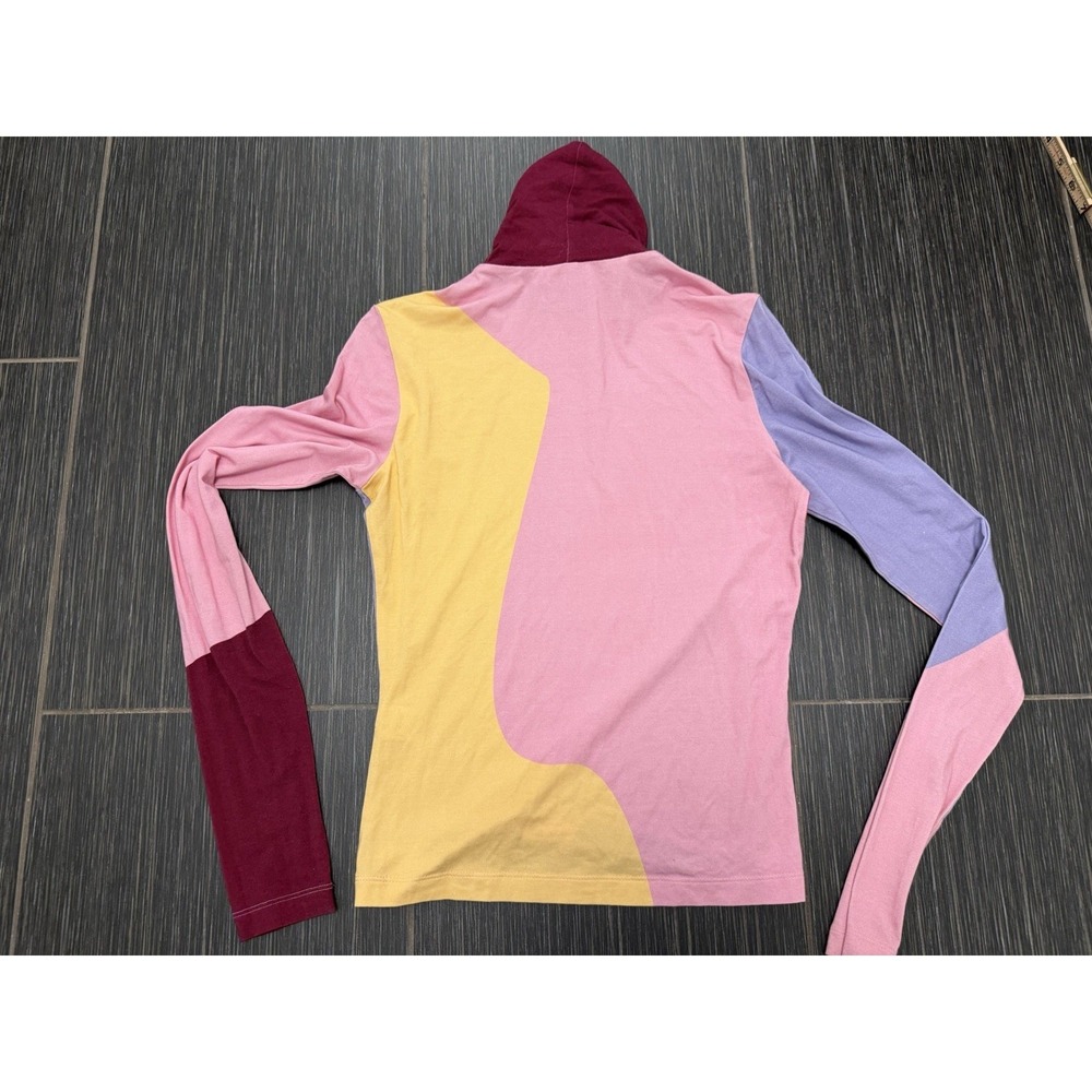 The Kit Turtleneck Bamboo Top Sz XS Color Block Swirl 70s Psychedelic - Picture 6 of 6